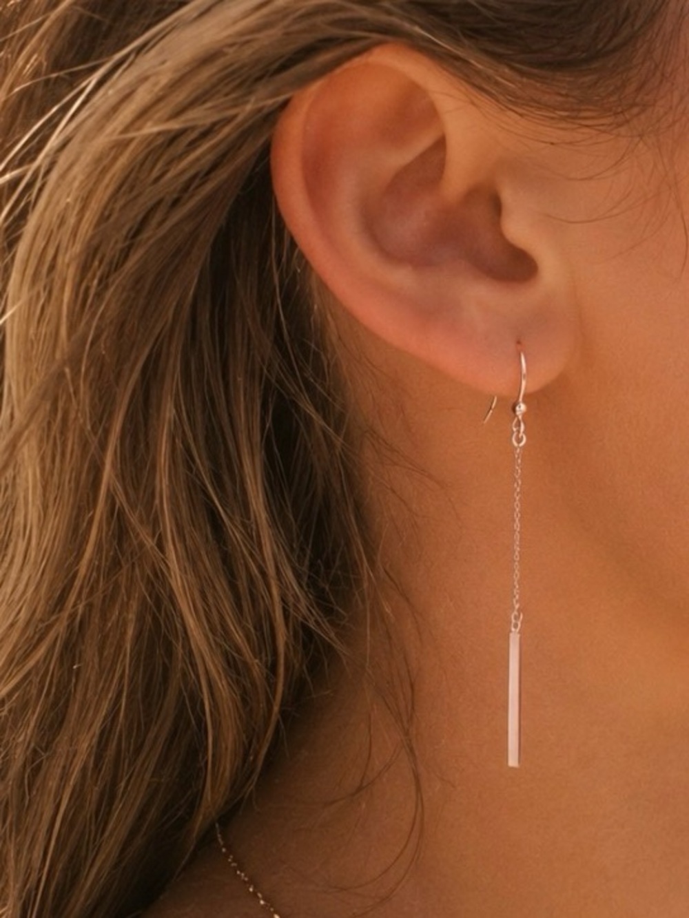 Real 14k Gold Bar Drop Simple Earrings | Fine Jewelry Celebrity Stylist Curated